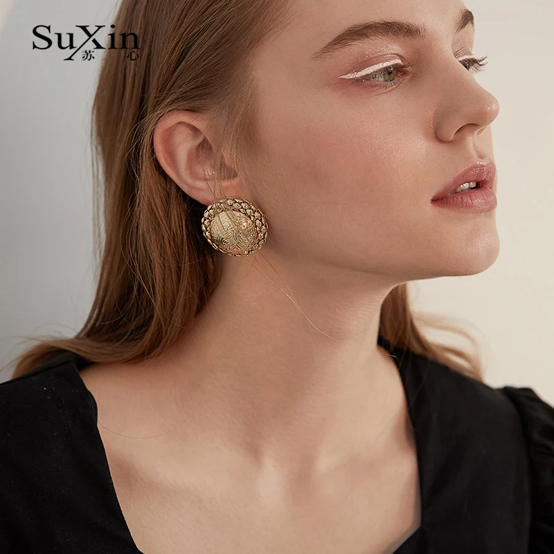 SuXin uhani 2020 nov modni preprost krog uhani za ženske zlitine obesek, uhani nakit darilo
