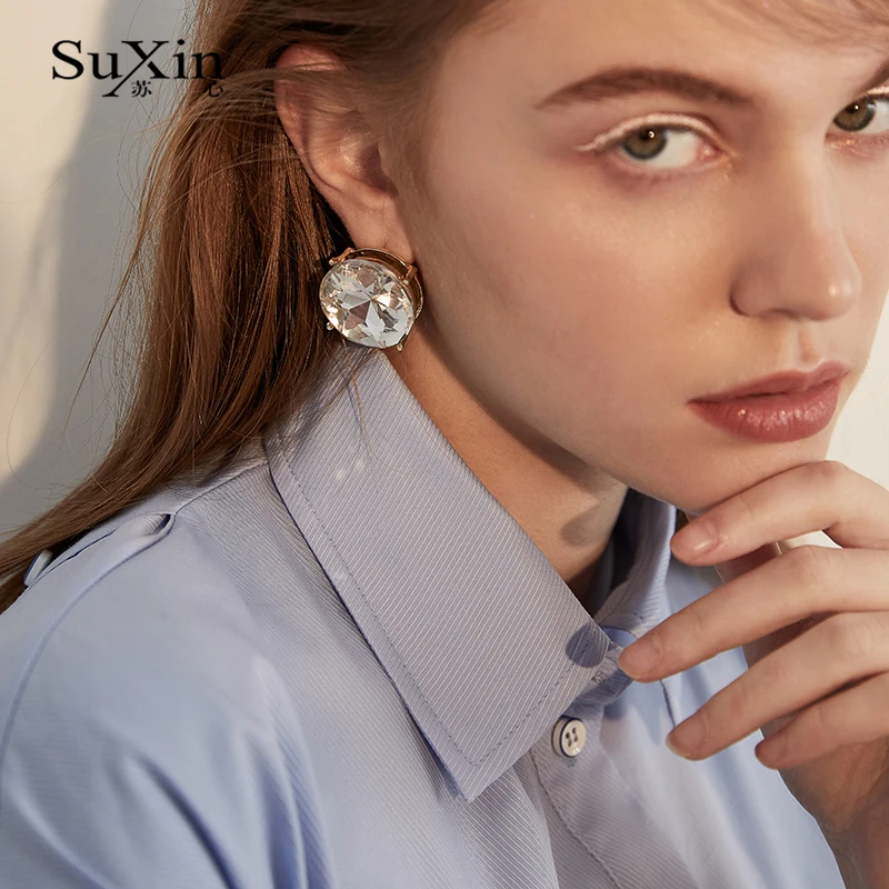 SuXin uhani 2020 nov modni preprost uhani za ženske veliki kristalni obesek, uhani nakit darilo
