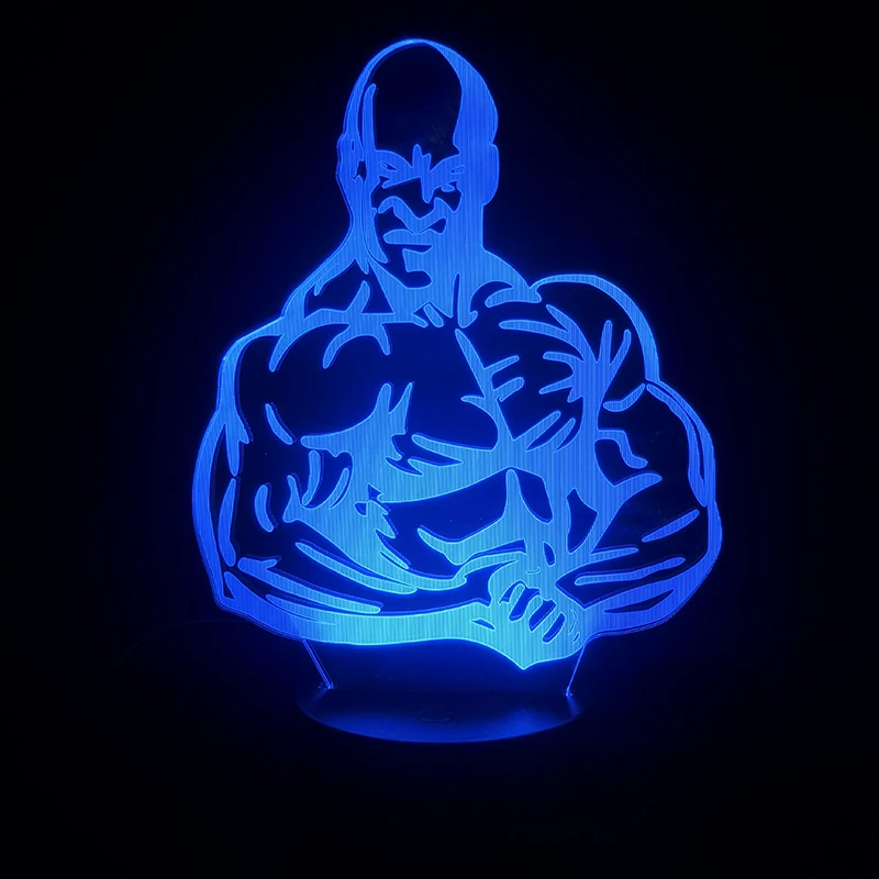 Svet Bodybuilder 3D Lučka 2019 Vroče Prodajo Svetle Base baterijsko 7 Barvah z Daljinskim Nočna Usb Led Nočna Lučka Lučka