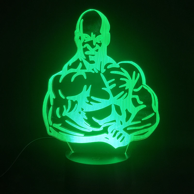 Svet Bodybuilder 3D Lučka 2019 Vroče Prodajo Svetle Base baterijsko 7 Barvah z Daljinskim Nočna Usb Led Nočna Lučka Lučka