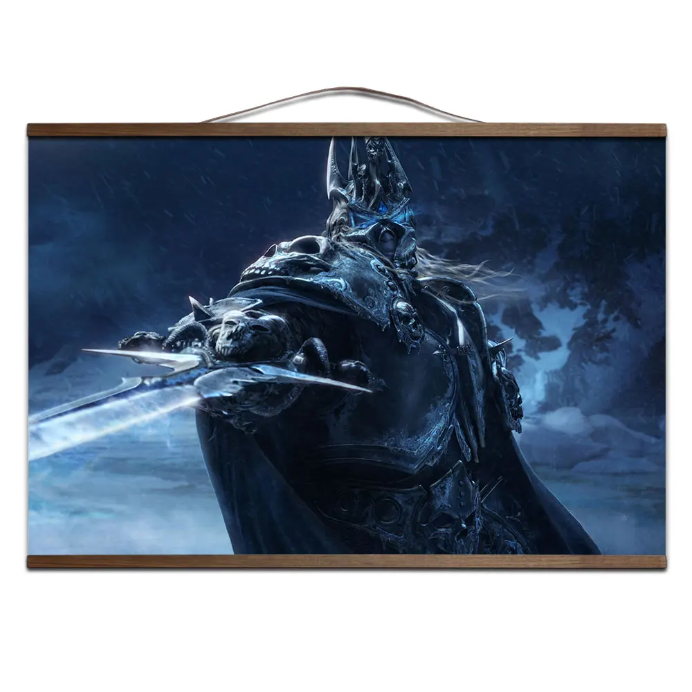Svet WarcraftS Z masivnega lesa, ki visi gred Lich Kralj Illidancanvas tiskanje plakatov dekoracijo slikarstvo za HD brez okvirja