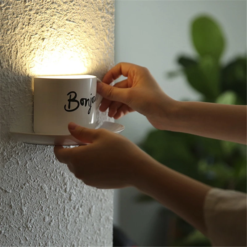 Svetlobna Pokal Noč Svetlobe LED Zvok Nadzor Rov USB Polnjenje Stenske Luči Nordijska Zaprtih Postelji Svetilko Študija Doma Razsvetljave Držalo