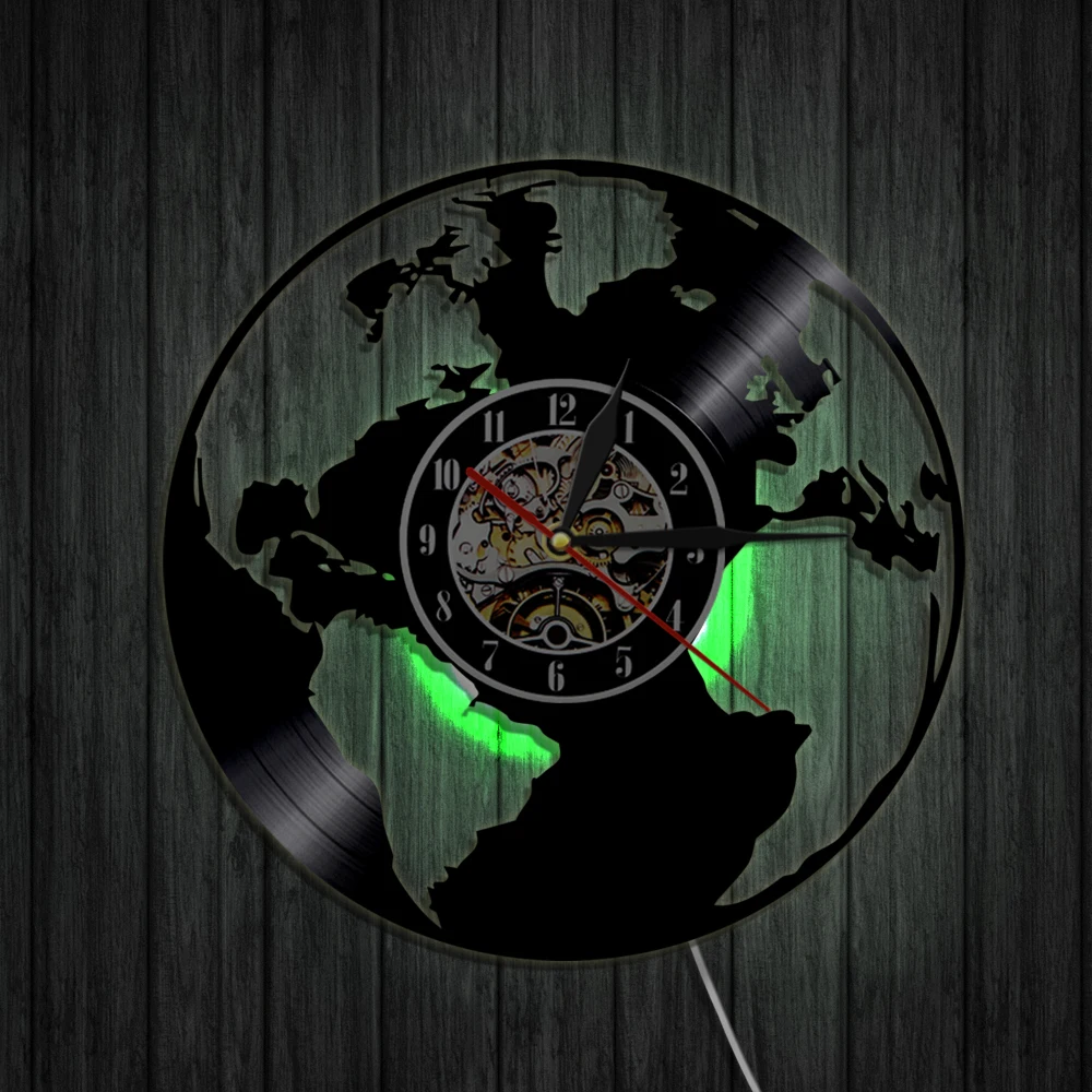 Svetovni Zemljevid Vinil Ure Svetu Zemljevid Ura Steno Zemlji Zemljevid Wall Art Dekor Reloj Mapa Vinil Zapis Stenske Ure Handamde Darilo