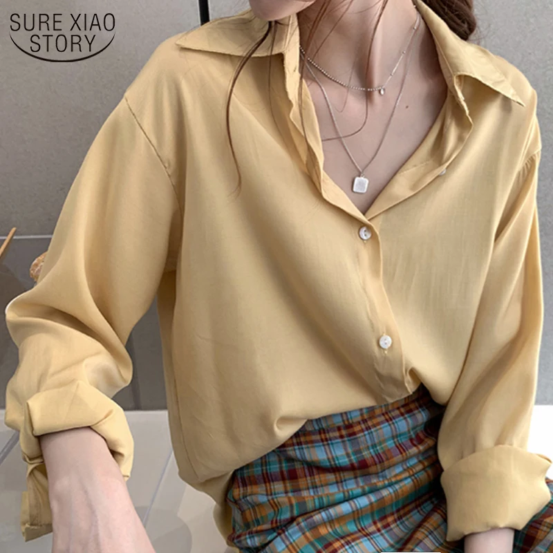 Svoboden Ženske Bluzo Urad Plus Velikost 2021 Spomladi in Jeseni v korejskem Slogu Trdna Jopico Majice Ženske Blusas Mujer De Moda 9985
