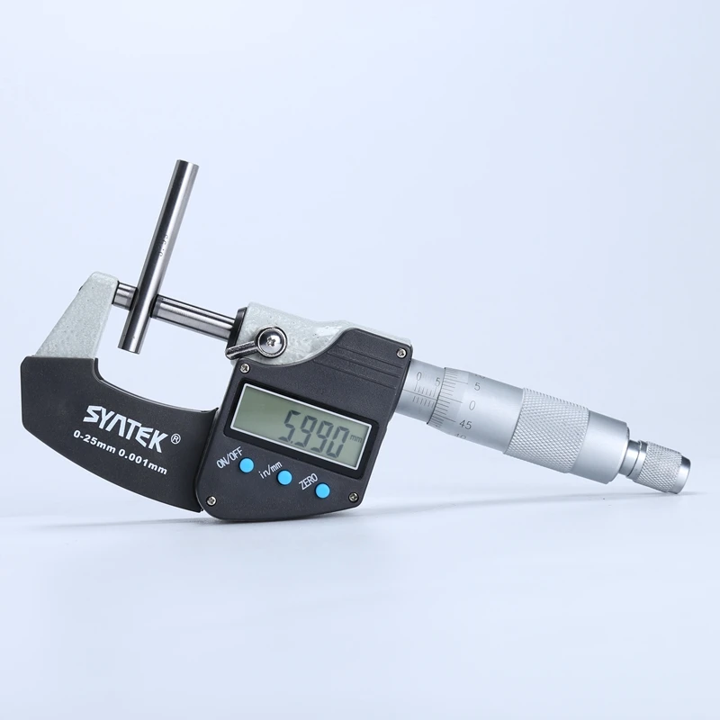 Syntek Digitalni Mikrometer 0.001 mm Meritev/Inch Elektronski Zunaj Micrometro Merilnik Karbida Namig LCD Kaliper Merjenje Orodja 0-100 mm