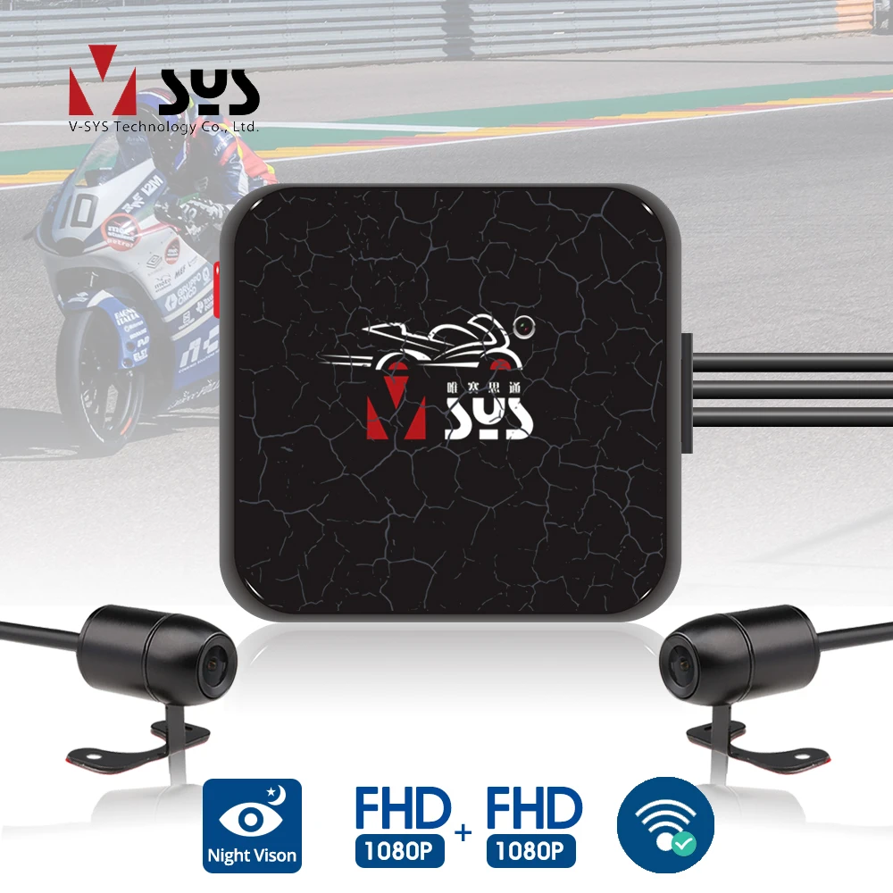 SYS VSYS Dvojno Motocikel DVR 1080P delovanje Fotoaparata Diktafon Spredaj & Rearview Nepremočljiva Motoristična Dash Cam Black Night Vision Polje