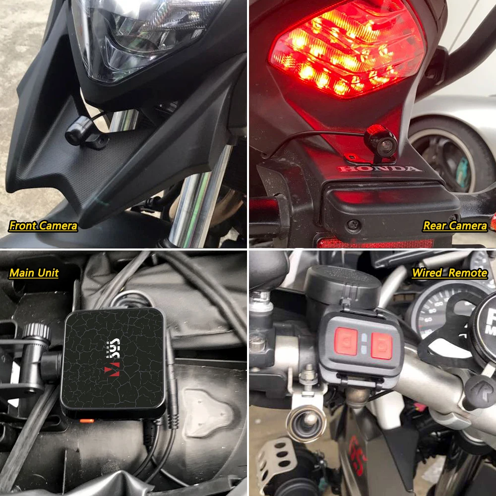 SYS VSYS Dvojno Motocikel DVR 1080P delovanje Fotoaparata Diktafon Spredaj & Rearview Nepremočljiva Motoristična Dash Cam Black Night Vision Polje