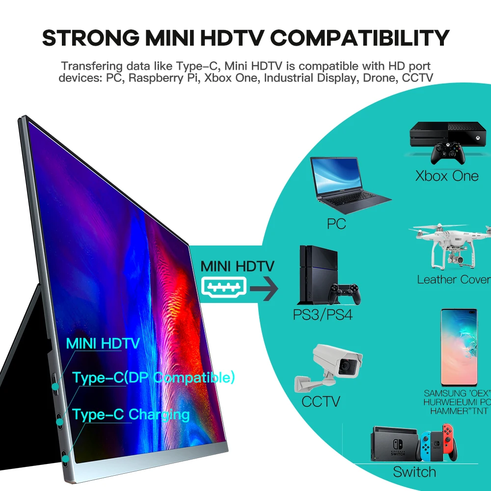 T16A prenosni monitor 15-palčni Tip-c port podpira HDMI HD1080 vnos ultra-tanek / elegantna srebrna rezilo nevidno