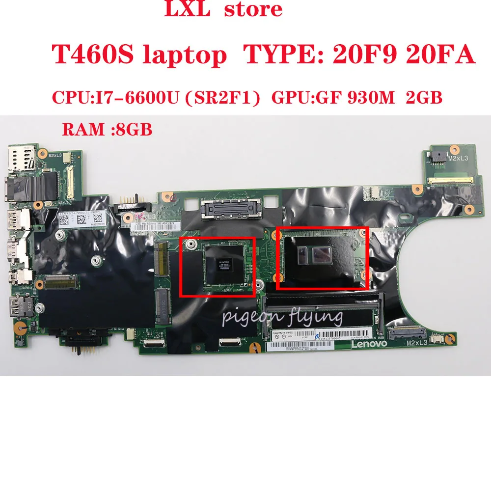 T460S motherboard Mainboard za Lenovo Thinkpad prenosnik 20F9 20FA BT460 NM-A421 CPU:I7-6600U GPU:GF930M 2 gb RAM 8GB FRU 00JT963