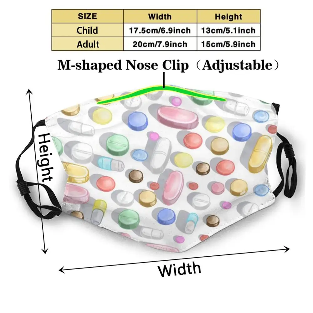 Tablete Moda Usta Maske Filter Za Odrasle Otroci Masko Tablete Farmacevt Pharmacy Medicine Zdravljenje Pisane Visoko Lajšanje Bolečin Bolečina