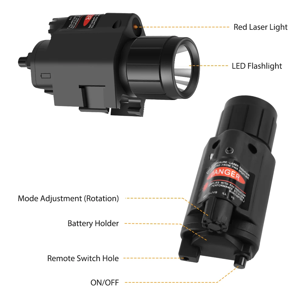 Taktično Orožje Luči Vojaške LED Pištolo Rdeča Luč Laser Pogled 3 Načini Airsoft Svetilka z Daljinsko Stikalo za Lovsko Puško Opremo