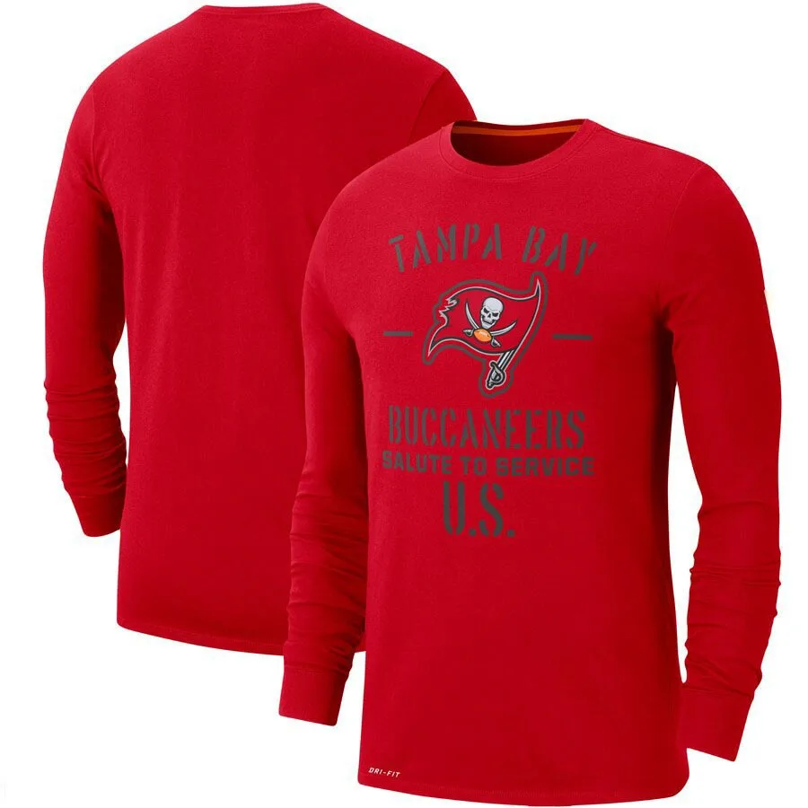 Tampa Bay Moških Krog Vratu Majica Buccaneers Salute za Storitev Stranski Legenda Performance Long Sleeve T-Shirt Oljčno