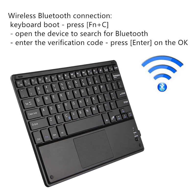 Tanek Prenosni Mini Brezžična Sledilna ploščica z Bluetooth Tipkovnico Za iPad Tablični Prenosnik Za Samsung Galaxy / Huawei Mediapad