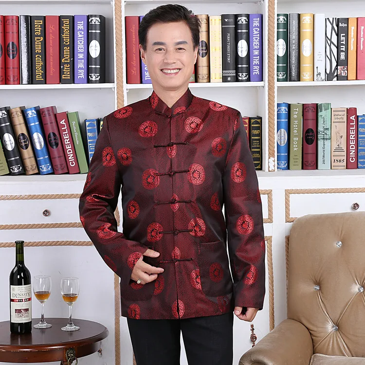 Tang bo Ustrezala Tradicionalni Kitajski Oblačila za Starejše Ženske Moški Hanfu Vrhovi Dolg Rokav Poroko, Rojstni dan Kitajski Slog Ovratnik Jakna