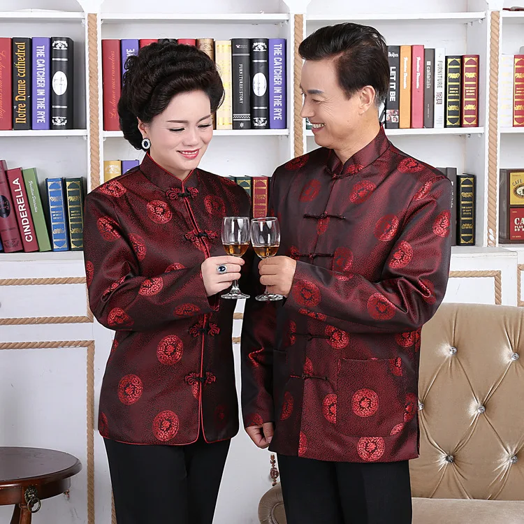 Tang bo Ustrezala Tradicionalni Kitajski Oblačila za Starejše Ženske Moški Hanfu Vrhovi Dolg Rokav Poroko, Rojstni dan Kitajski Slog Ovratnik Jakna