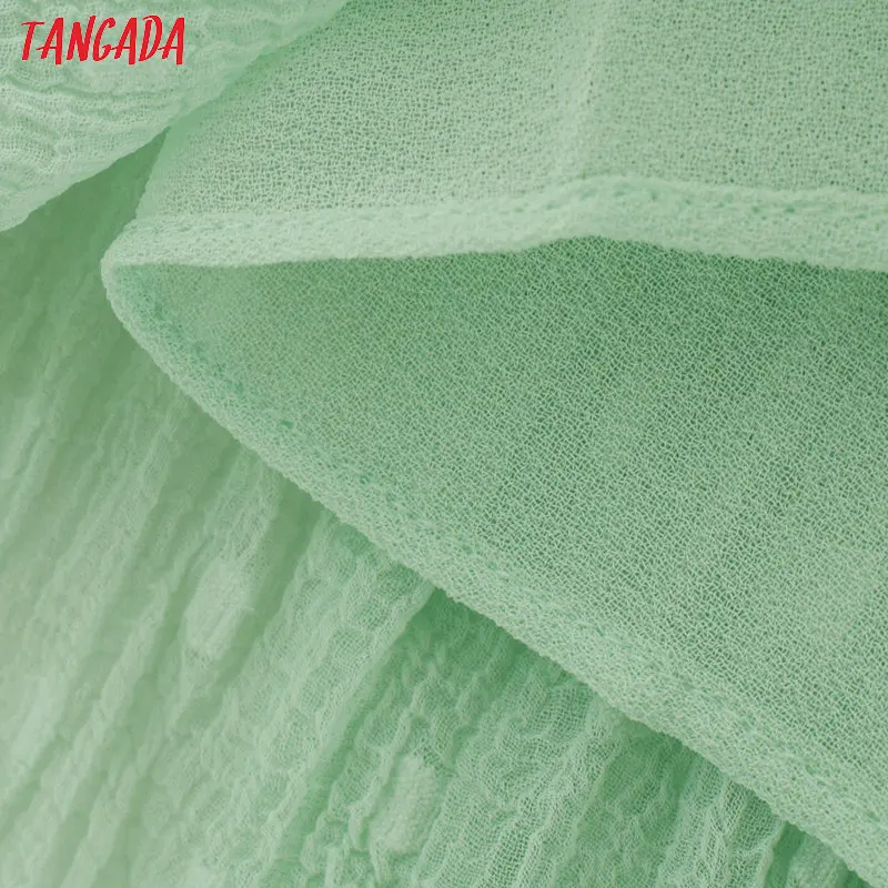 Tangada moda za ženske, svetlo zelena mrežasto obleko maxi dolg rokav nazaj gumbe ženske pike vezenje obleko vestidos 2W128