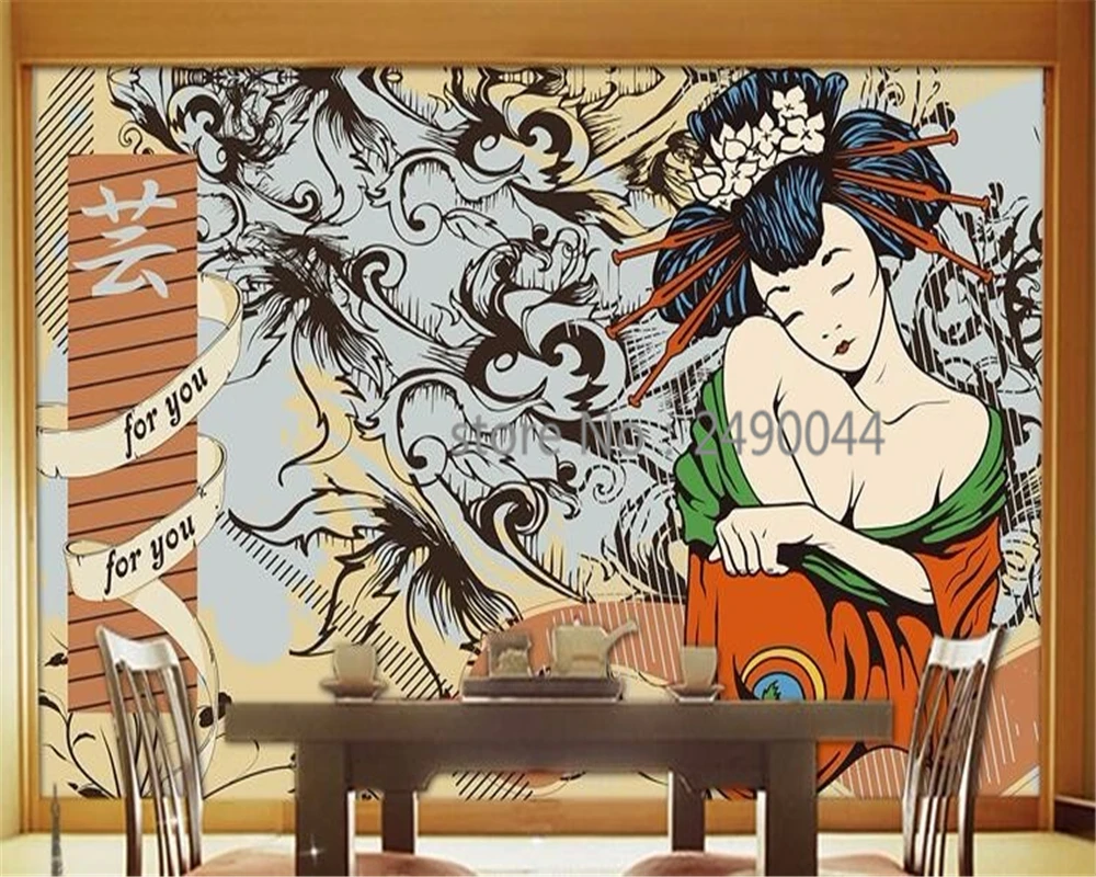 Tapete za stene, 3 d stavbe po meri velikih Japonskih ukiyo-e seksi dame jedilnici zidana ozadje Cafe ozadje Beibehang