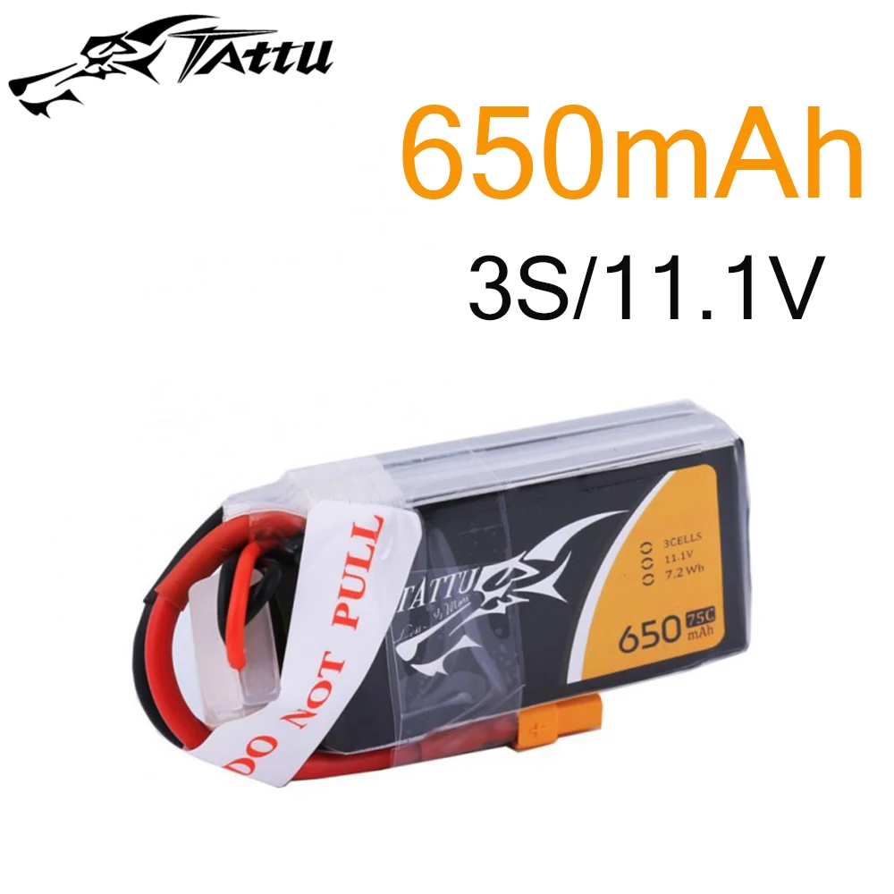 Tattu Lipo Baterije 11.1 v 14.8 v 650mAh 3S 4S 75C RC Baterije z XT30 Plug Baterije za 150 Velikost FPV Brnenje Okvir