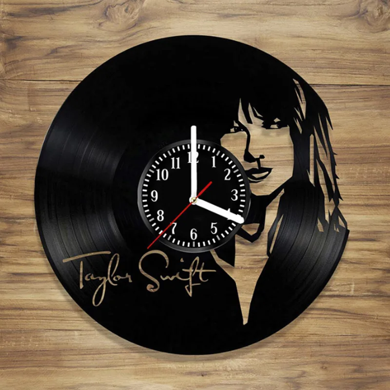 Taylor Swift CD Zapis Stenske Ure Vinil Votlih 3D Dekorativni Visi Art Dekor Ura Klasična Izključno Stenske Ure Classic