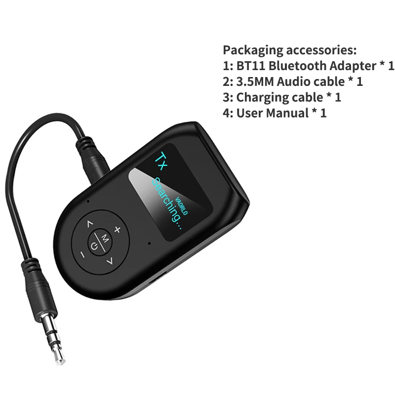 Tebe Bluetooth 5.0 Stereo Audio Adapter za Brezžični 3.5 mm Aux Sprejemnik Oddajnik z LCD Zaslonom Podpira Prostoročno Mic Za TV PC