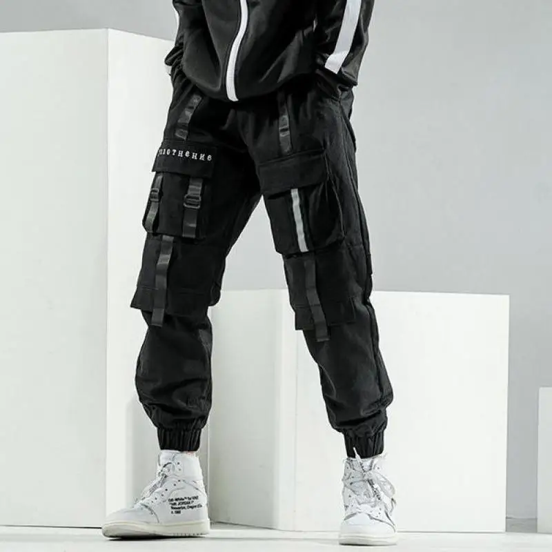 Techwear Hlače Ulične Moške Črne Harem Kombinezon Traku Moške Športne Hlače Multi-žep za Moške Hlače Priložnostno Hip-hop Jogger
