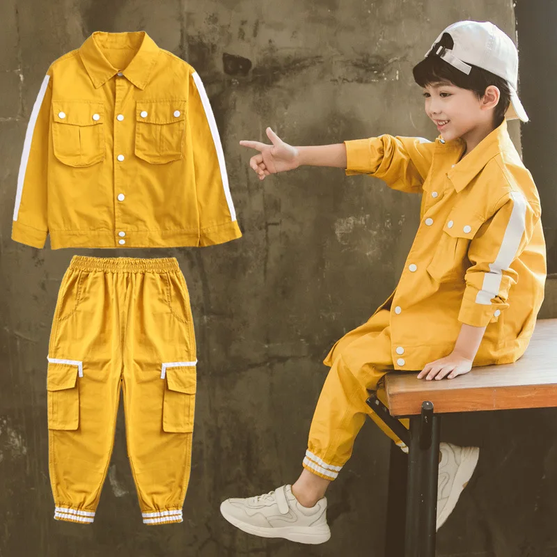 Teen Fantje Oblačila Sklop Priložnostne Fantje Šport Obleko za Otroke Obleke 2020 Jeseni Prugasta Fantje Tovora Hlače 10 12 Let Otroci Oblačila
