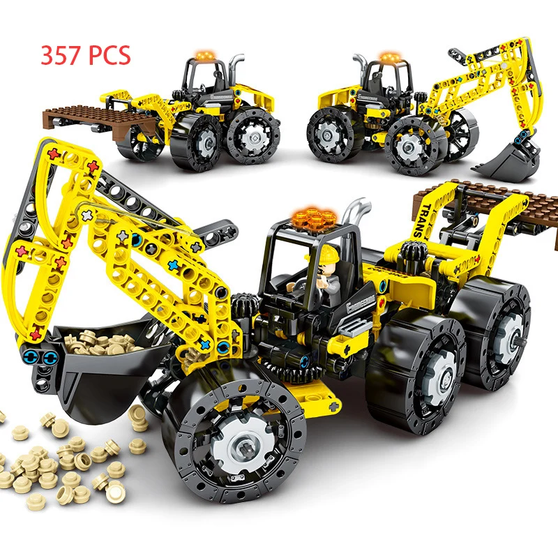 Tehnika Serije 357pcs Mesto Inženiring Vozila 3 V 1 Viličarja gradniki LegoINGlys tehnika Tovornjak Žerjav Opeke Igrače