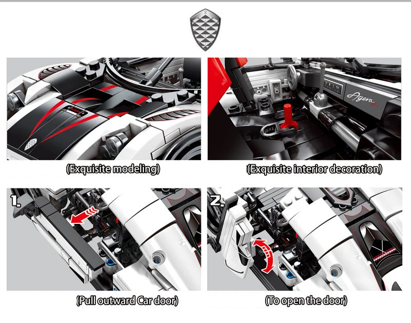Tehnika super športni avto Koenigsegg gradnik AGERA opeke model potegnite nazaj vehicel igrače zbirka darila za fante