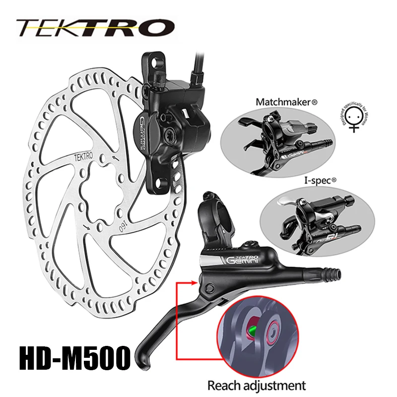 TEKTRO HD-M500 Hidravlične Disk Zavorne Ročice, Čeljusti Kovane iz Aluminija Odprt Sistem Dvojno Batni Prepričani, Zavorni 305 g/kolo