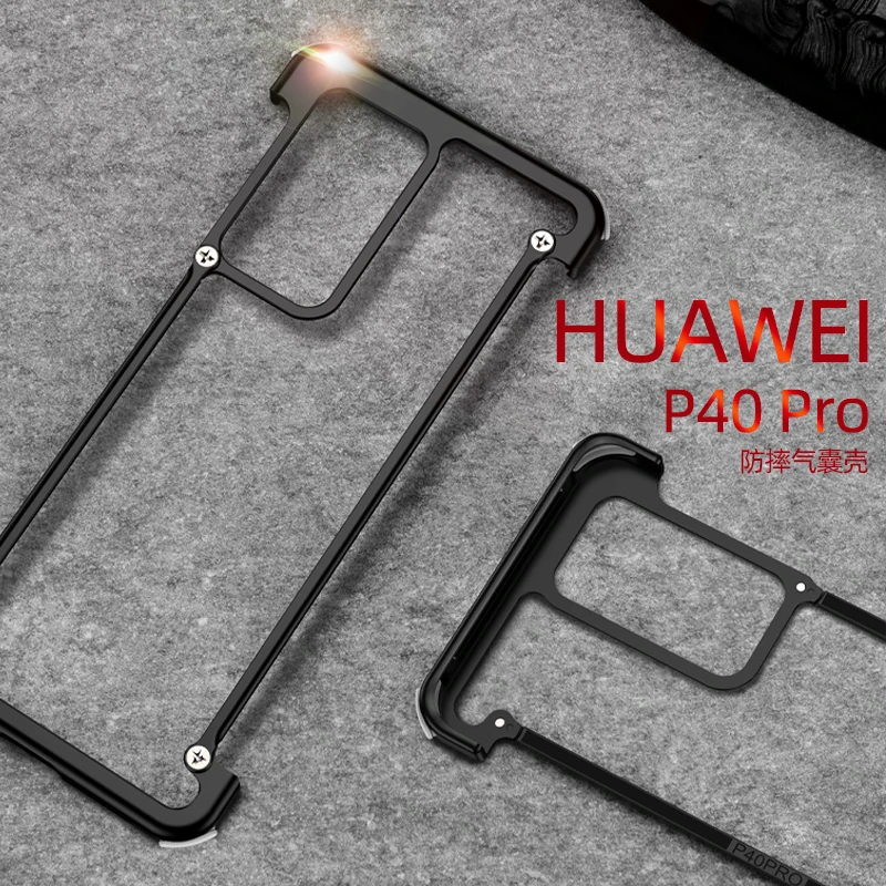 Telefon Primeru Za Huawei P40 P40 pro plus luksuzni Kovinski Okvir, Oblike, S zračna Blazina Shockproof original primeru Odbijača Nazaj Bover Kul Zadeva