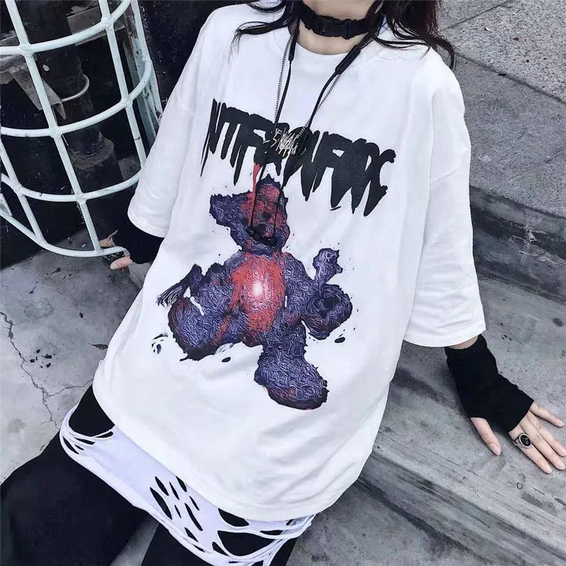 Temno Grunge Punk Gothic T-majice Svoboden Ulične Harajuku Kul Imeti Tiskanja Poletje 2019 Modni Ženski Tshirt Priložnostne Estetske
