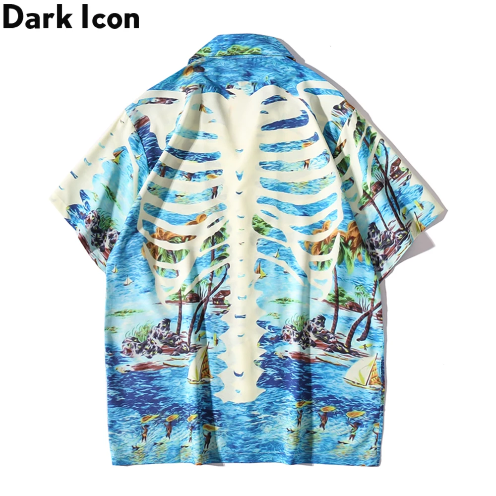 Temno Ikono Kosti Lahka Teža Havajske Srajce Moške Poletne Polo Majica Letnik moška Majica