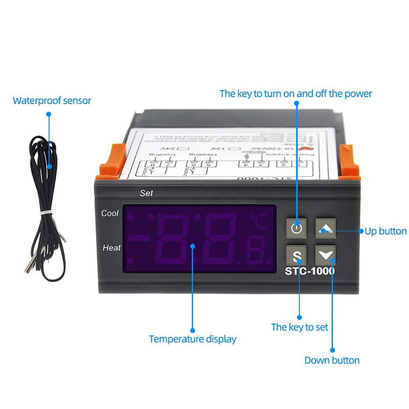 Temperaturni Regulator Digitalni Termostat Thermoregulator Inkubator Rele LED 10A Ogrevanje, Hlajenje STC-1000 12V / 24V/110-220V
