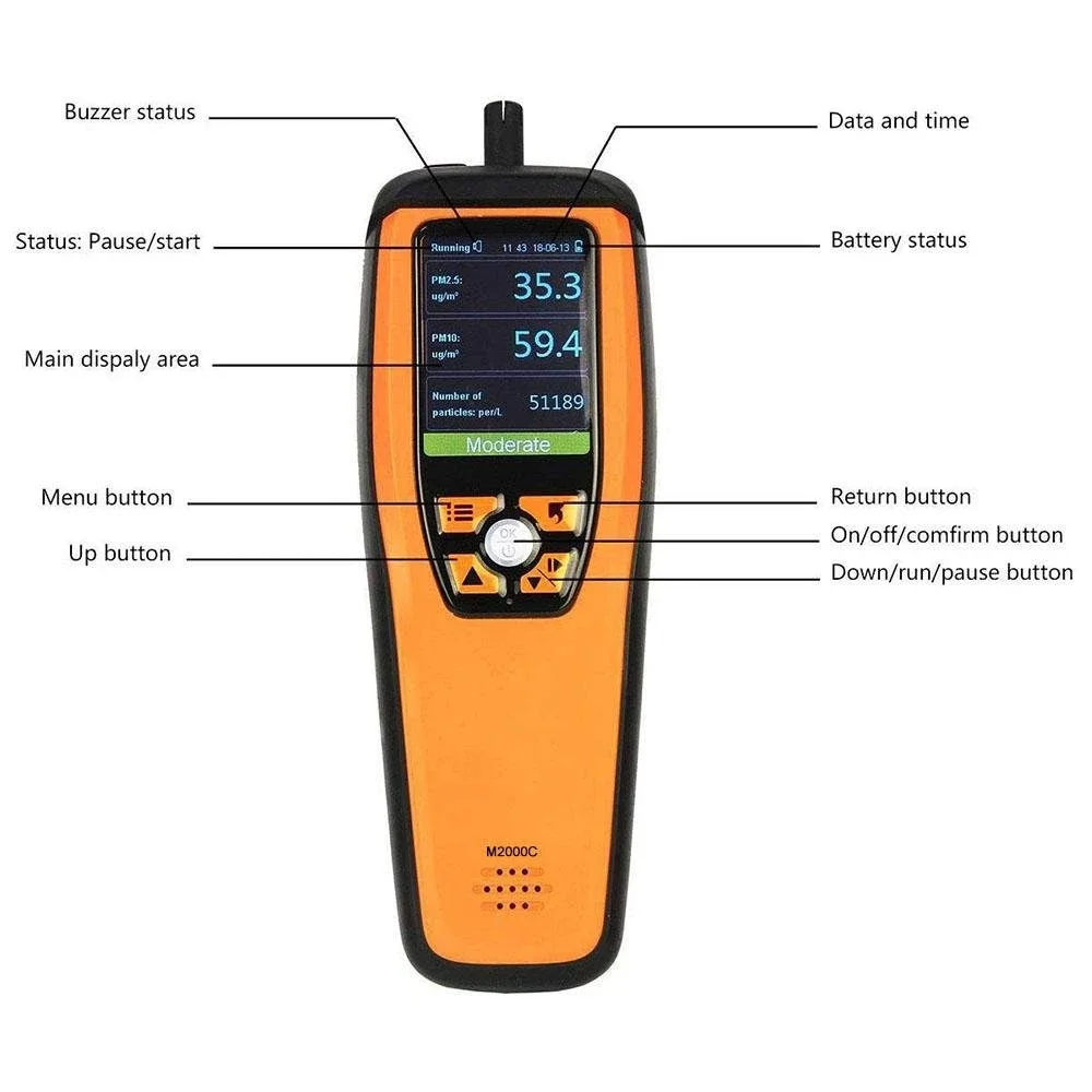 Temtop M2000C Kakovosti Zraka Monitor za PM2.5 PM10 Delci CO2, Temperatura Vlažnost settable Zvočni Alarm Enostavno Kalibracijo