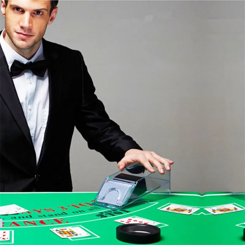 Texas Hold ' em Strokovno Deluxe Poker Prodajalca Poker Kartico Čevelj Klub Poker Igra Posebne Plastične Akril 6 Poker Stroj za izdajo Licenc