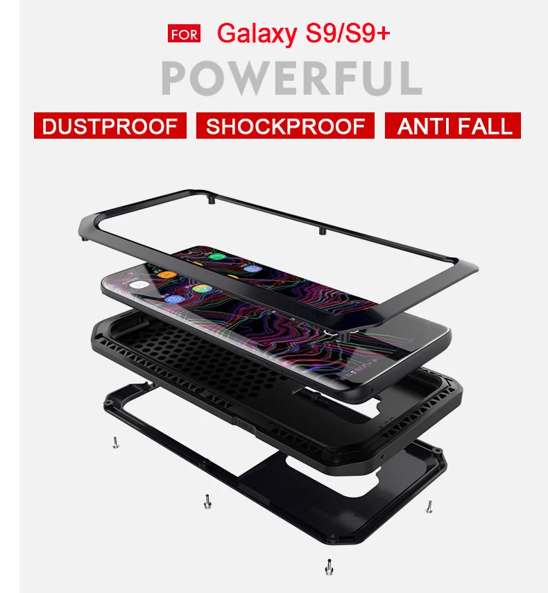 Težka Varstvo Doom Oklep Kovinsko Aluminijasto Ohišje za Samsung Galaxy S8 S9 Plus S7 S6 Rob S5 Opomba 3 4 5 8 9 Shockproof Pokrov