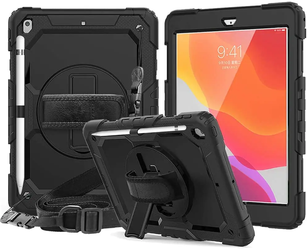 Težki oklep pokrov z Roko Ramenski Trak Vrtljiv 360 Oporo Zaščitna torbica za iPad 10.2 2020/2019/iPad 7./iPad 8.