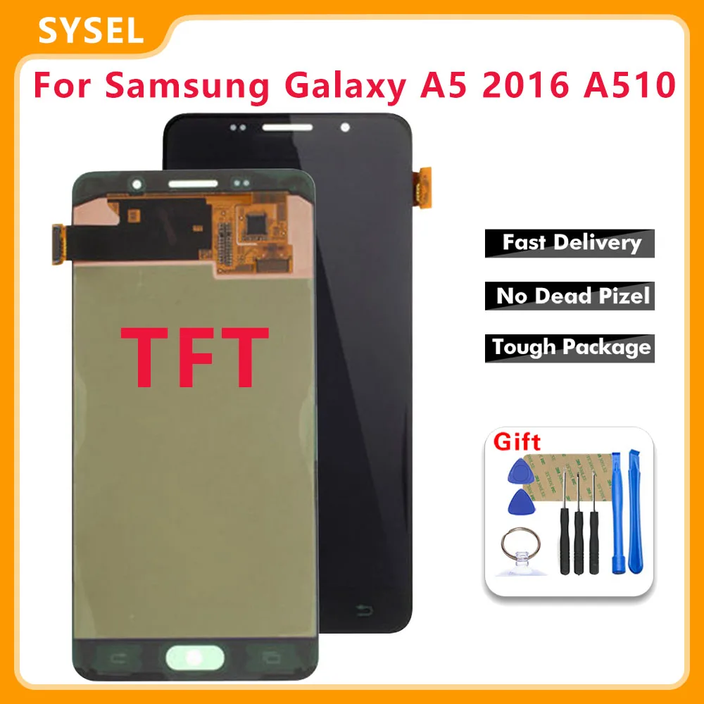 TFT Za Samsung Galaxy A5 2016 A510 LCD-Zaslon, Zaslon na Dotik, Računalnike Stekla Skupščine A510F A510DS A510FD A510M A510 Zaslon