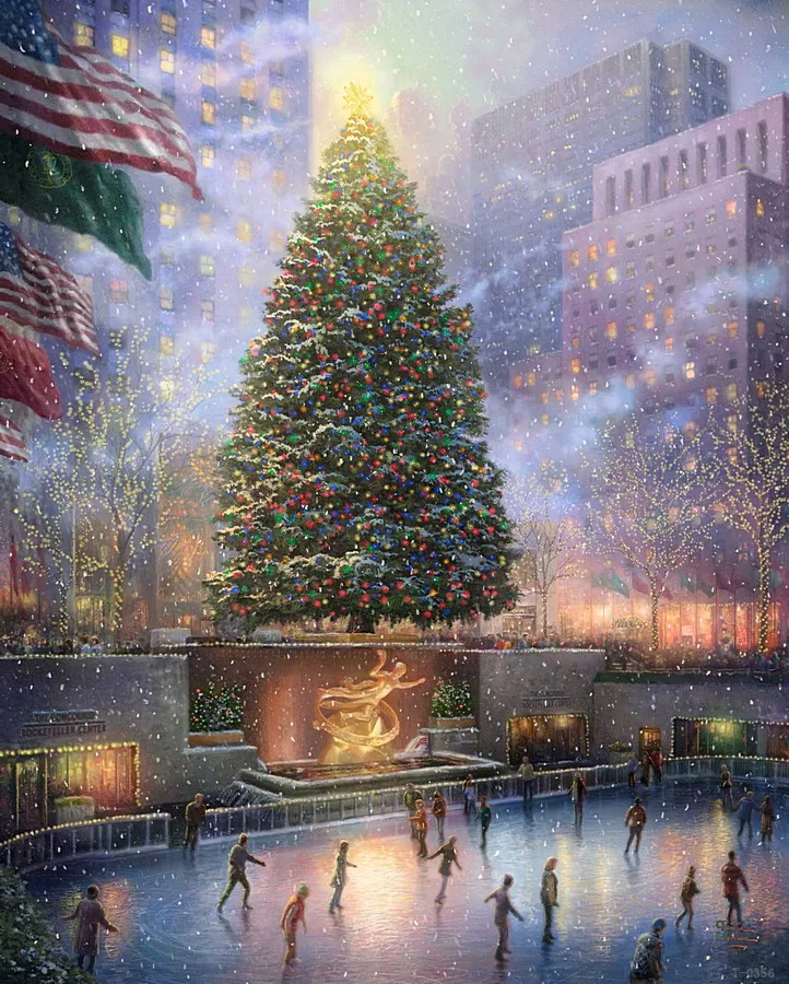 Thomas Kinkade Božič V New Yorku Sodobne Umetnosti Stenske Plošče Ustvarjalce Povzetek Oljna Slika Maso Učinek Steni Sliko Natisne