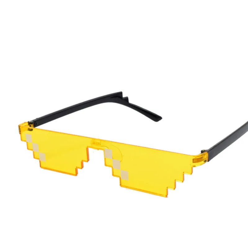 Thug Life Očala, ki se Ukvarjajo S to sončna Očala Ženske Mozaik Pixel sončna Očala Moški 8 Bitov Slog Pixel Rdeča Rumena Modra Črna Očala