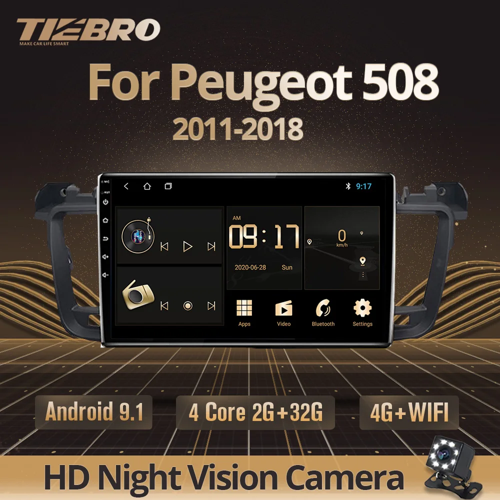 TIEBRO 2DIN Android 9.0 Avto Radio, GPS Multimedia Player Za Peugeot 508 2011 2012 2013 2018 Navigacija 2 Din DVD Št.