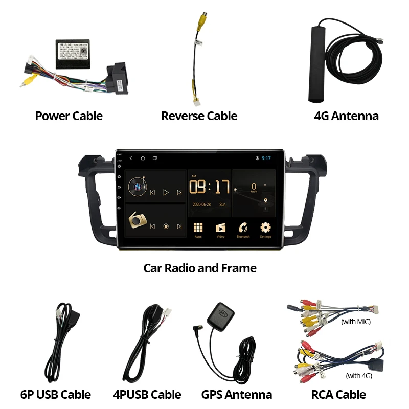 TIEBRO 2DIN Android 9.0 Avto Radio, GPS Multimedia Player Za Peugeot 508 2011 2012 2013 2018 Navigacija 2 Din DVD Št.