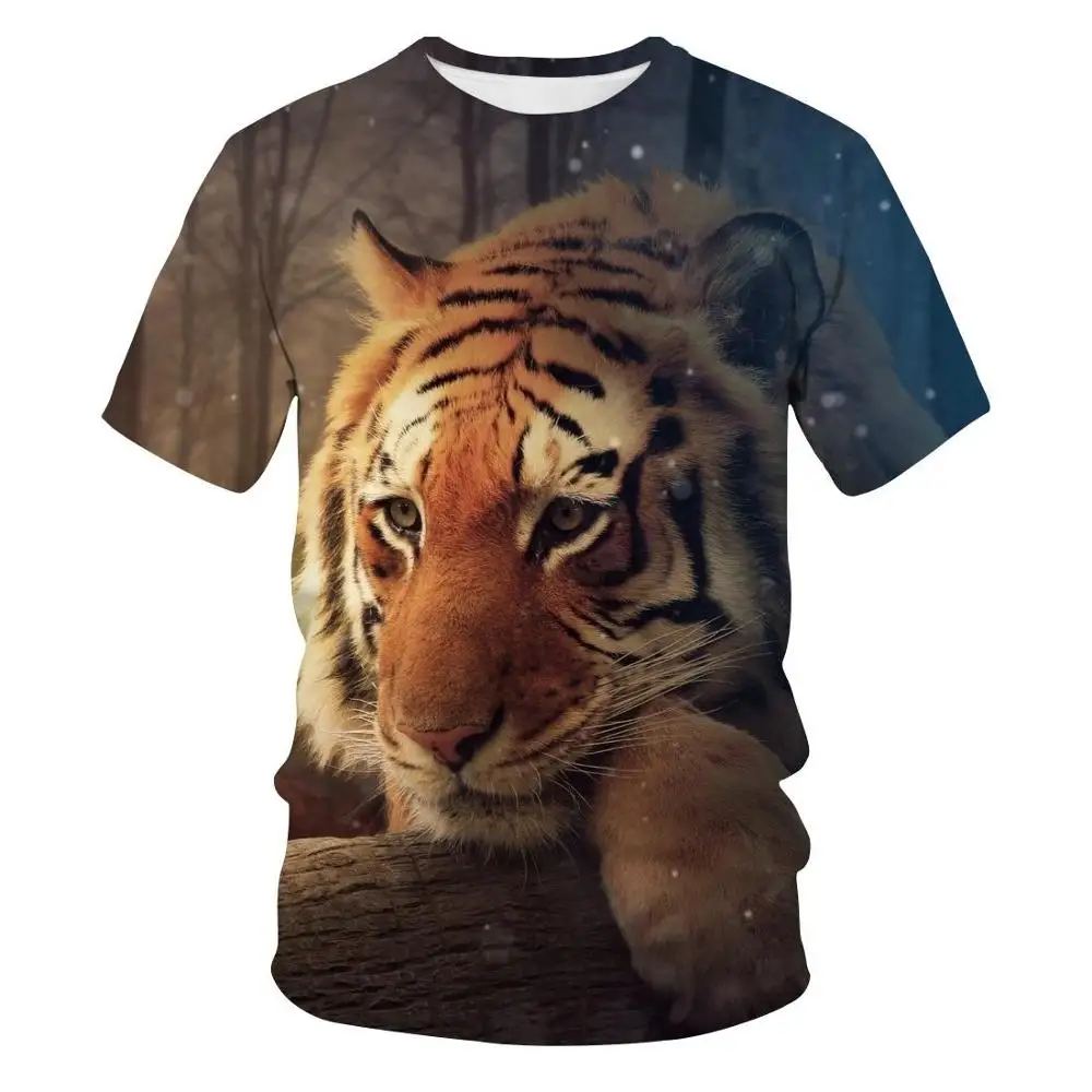 Tiger Majica s kratkimi rokavi Moški 3d prined 2020 Nove T-Shirt Kratek Rokav O-Vratu Moda Hip Hop Poletje Vrhovi Tees Priložnostne 3D Moška majica Tiger