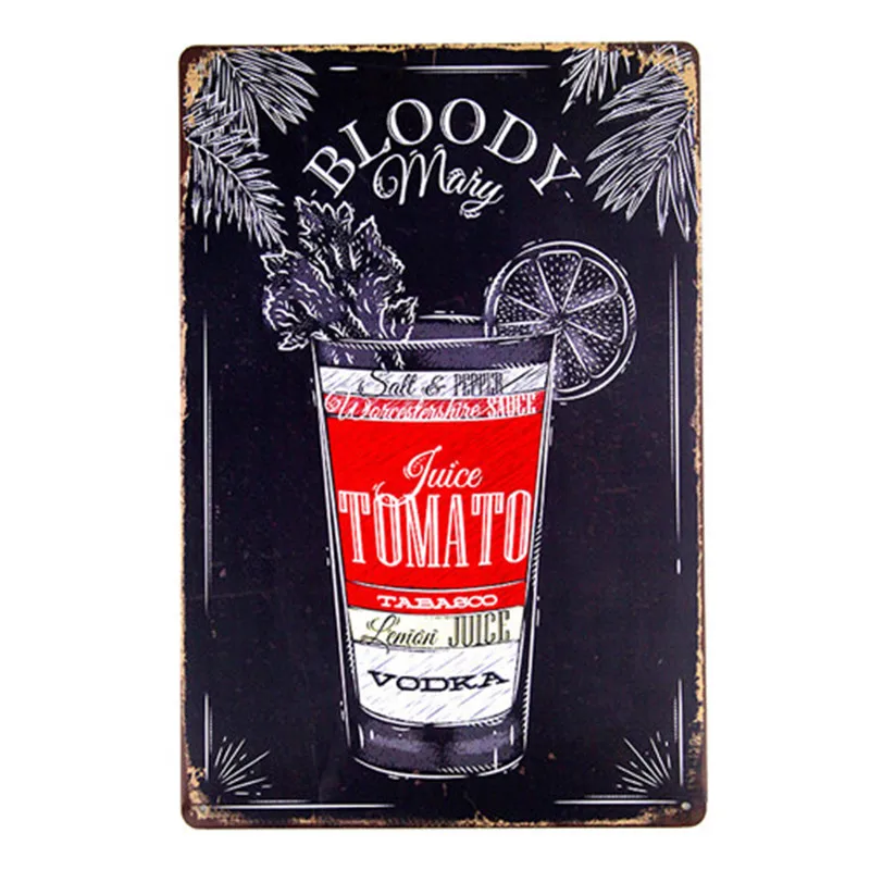 Tin Prijavite se Nostalgično Alkohola Retro Bloody Mary recept BAR dekor