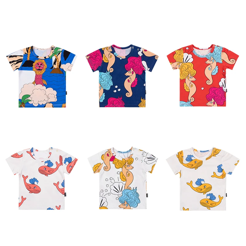 TinyPeople nov modni baby t-shirt Fantje poletnih oblačil Bombaž risanka tiskanja Girls srčkan kratek rokav plašč otrok oblačila otroci darilo