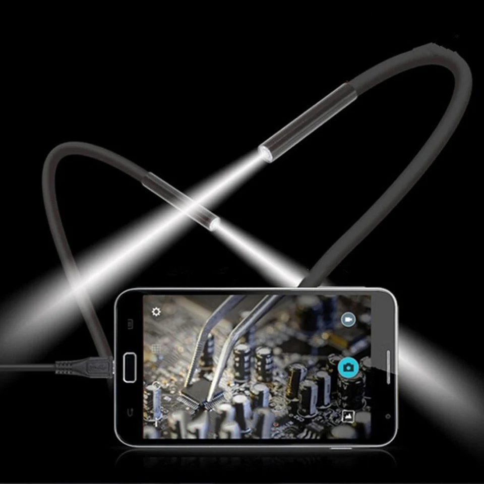 Tip-C USB Mini Endoskop Fotoaparat 7mm 2m 1m Prožno, Mehko/Trdo Kabel Borescope Pregledovalna Kamera Nepremočljiva Razsvetljava Za Android