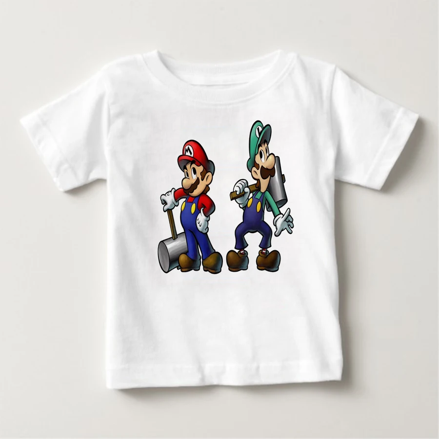 Tiskanje risanke znakov T-Majice Mario bratov, fantje in dekleta poletje vrhu kratka sleeved kostume ljubek dojenček fant majica