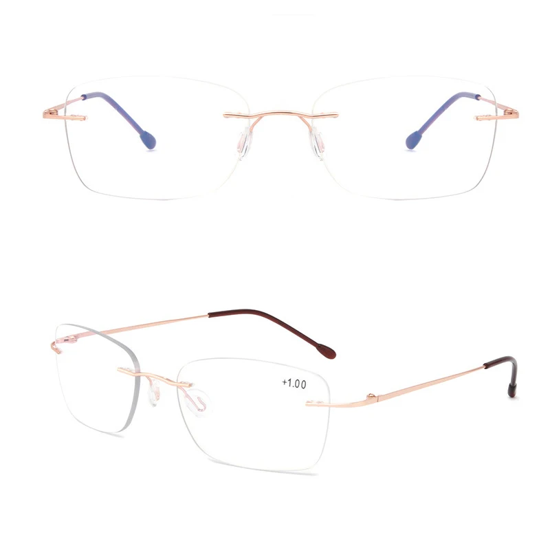 Titana Rimless Računalnik Postopno Multi Focal Obravnavi Očala Moški Ženske Anti Modra Svetloba Daljnovidnost Presbyopia Eyeglasse 1.5