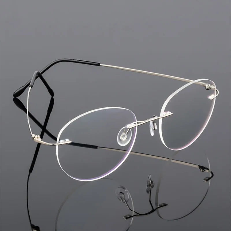 Titanove Zlitine Framless Ovalne Kratkovidnost Očala Končal Ženske Moški Ultra-lahkih Rimless Recept Očala 0 -0.5 -0.75, Da -6.0