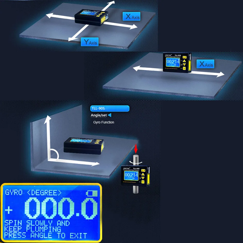 TLL-90. LETIH Prenosni Mini LCD Zaslon Digitalna Kota Merilnikom. Kota Meter Strokovno Dual-osi Laser Ravni Inclinometer